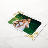 Kerstsneeuwvlokken Horizontale Foto Goud Folie Feestdagenkaart (Gedraaid)