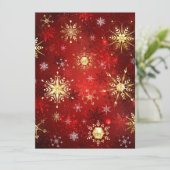 Kerstsneeuwvlokken in goud op een rode achtergrond kaart (Staand voorkant)