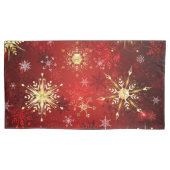 Kerstsneeuwvlokken in goud op een rode achtergrond kussensloop (Voorkant-Links)