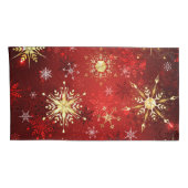 Kerstsneeuwvlokken in goud op een rode achtergrond kussensloop (Achterkant-Rechts)