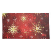 Kerstsneeuwvlokken in goud op een rode achtergrond kussensloop (Achterkant-Links)