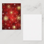 Kerstsneeuwvlokken in goud op een rode achtergrond visitekaartje (Voorkant / Achterkant)