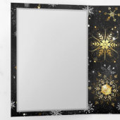 Kerstsneeuwvlokken in goud op een zwarte achtergro drieluik programma (Binnenzijde eerst)