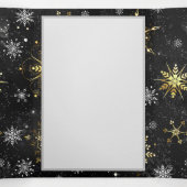 Kerstsneeuwvlokken in goud op een zwarte achtergro drieluik programma (Binnenkant midden)