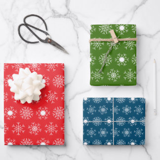 Kerstsneeuwvlokken, Klassiek Rood Groen Blauw Wit Inpakpapier Vel