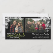 Kerstsneeuwvlokken met 2 horizontale foto's feestdagenkaart (Voorkant)