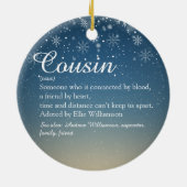 Kerstsneeuwvlokken Neef Definitie Script  Keramisch Ornament (Achterkant)