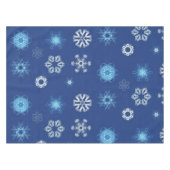 Kerstsneeuwvlokken op blauw tafelkleed (Voorkant (Horizontaal))