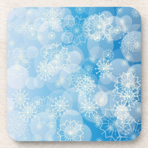 Kerstsneeuwvlokken op een blauwe achtergrond    bier onderzetter