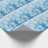 Kerstsneeuwvlokken op een blauwe achtergrond cadeaupapier (Hoek)
