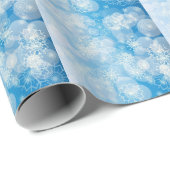 Kerstsneeuwvlokken op een blauwe achtergrond cadeaupapier (Rol Hoek)