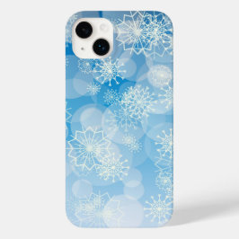 Kerstsneeuwvlokken op een blauwe achtergrond Case-Mate iPhone 14 plus hoesje