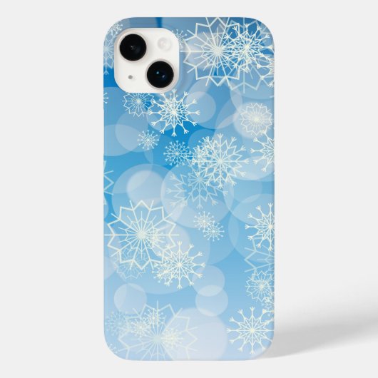 Kerstsneeuwvlokken op een blauwe achtergrond Case-Mate iPhone case (Achterkant)