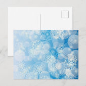Kerstsneeuwvlokken op een blauwe achtergrond feestdagenkaart (Voorkant / Achterkant)