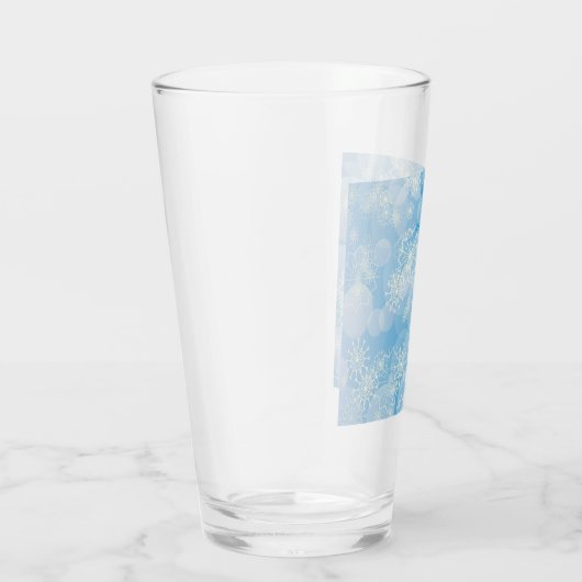 Kerstsneeuwvlokken op een blauwe achtergrond glas (Rechts)