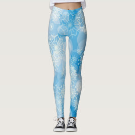 Kerstsneeuwvlokken op een blauwe achtergrond leggings