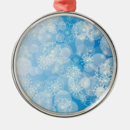 Kerstsneeuwvlokken op een blauwe achtergrond metalen ornament