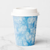 Kerstsneeuwvlokken op een blauwe achtergrond papieren bekers (Achterkant)
