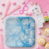 Kerstsneeuwvlokken op een blauwe achtergrond papieren bordje (Feest)