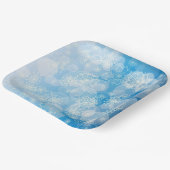 Kerstsneeuwvlokken op een blauwe achtergrond papieren bordje (Gebogen)