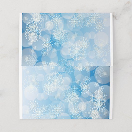 Kerstsneeuwvlokken op een blauwe achtergrond plaatskaartje (Buitenkant ongevouwen)