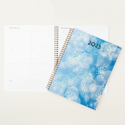 Kerstsneeuwvlokken op een blauwe achtergrond planner (Display)