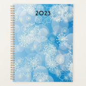 Kerstsneeuwvlokken op een blauwe achtergrond planner (Voorkant)