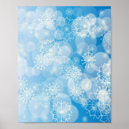 Kerstsneeuwvlokken op een blauwe achtergrond poster