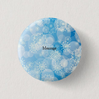 Kerstsneeuwvlokken op een blauwe achtergrond ronde button 3,2 cm
