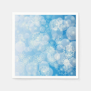 Kerstsneeuwvlokken op een blauwe achtergrond servet