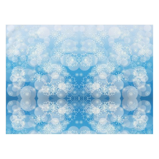 Kerstsneeuwvlokken op een blauwe achtergrond tafelkleed (Voorkant (Horizontaal))