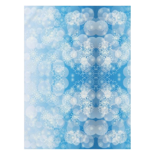 Kerstsneeuwvlokken op een blauwe achtergrond tafelkleed (Voorkant)