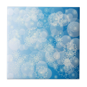 Kerstsneeuwvlokken op een blauwe achtergrond tegeltje