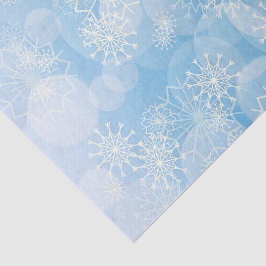 Kerstsneeuwvlokken op een blauwe achtergrond tissuepapier (Detail)