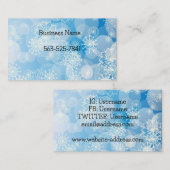 Kerstsneeuwvlokken op een blauwe achtergrond visitekaartje (Voorkant / Achterkant)