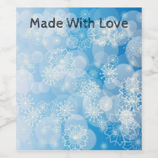 Kerstsneeuwvlokken op een blauwe achtergrond wijn etiket (Enkel label)