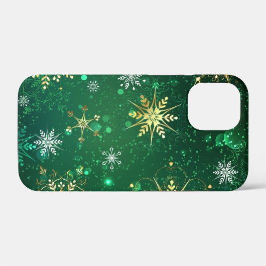Kerstsneeuwvlokken op groene achtergrond Case-Mate iPhone case (Achterkant (horizontaal))