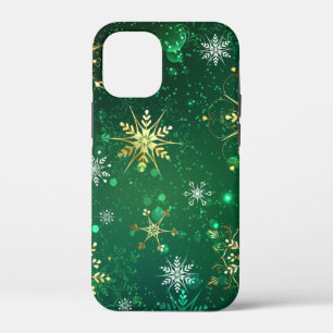 Kerstsneeuwvlokken op groene achtergrond Case-Mate iPhone case