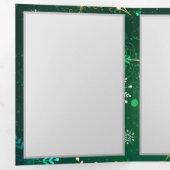 Kerstsneeuwvlokken op groene achtergrond drieluik wenskaart (Binnenzijde eerst)