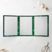 Kerstsneeuwvlokken op groene achtergrond drieluik wenskaart (Binnen)