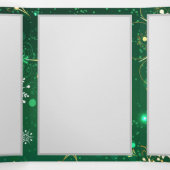 Kerstsneeuwvlokken op groene achtergrond drieluik wenskaart (Binnenkant midden)