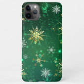 Kerstsneeuwvlokken op groene achtergrond iPhone hoesje (Achterkant)