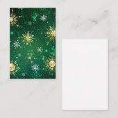 Kerstsneeuwvlokken op groene achtergrond kortingskaartje (Voorkant / Achterkant)