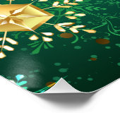 Kerstsneeuwvlokken op groene achtergrond perfect poster (Hoek)