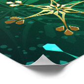 Kerstsneeuwvlokken op groene achtergrond poster (Hoek)