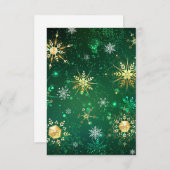 Kerstsneeuwvlokken op groene achtergrond RSVP kaartje (Voorkant / Achterkant)