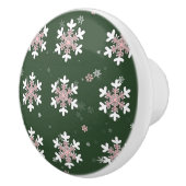Kerstsneeuwvlokken op groene la trekknop keramische knop (Rechts)