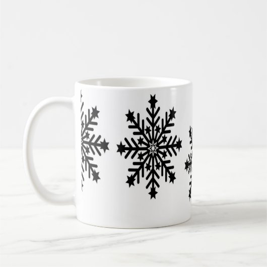 Kerstsneeuwvlokken op wit koffiemok (Links)