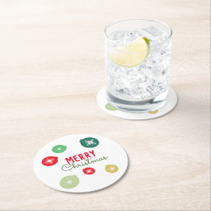 Kerstsneeuwvlokken Ornament Ronde Kartonnen Onderzetter