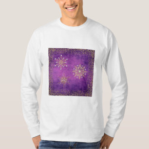 Kerstsneeuwvlokken Paars en goudglitter T-shirt